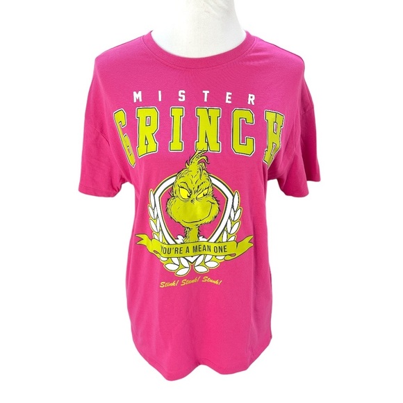 Dr. Seuss Mister Grinch You’re a Mean One Graphic Tee Shirt Pink Size Medium - Picture 1 of 10
